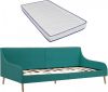 VidaXL Dagbedframe met traagschuim matras stof groen online kopen