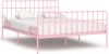 VidaXL Bedframe met lattenbodem metaal roze 200x200 cm online kopen