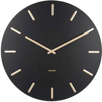 Karlsson Wandklokken Wall clock Charm steel with gold battons Zwart online kopen